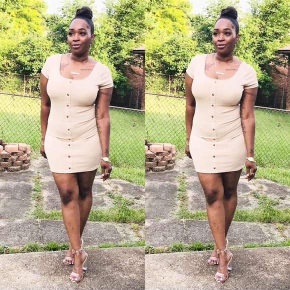 Taupe Crossback Ribbed Knit Bodycon Midi Dress - Picture 2 of 4